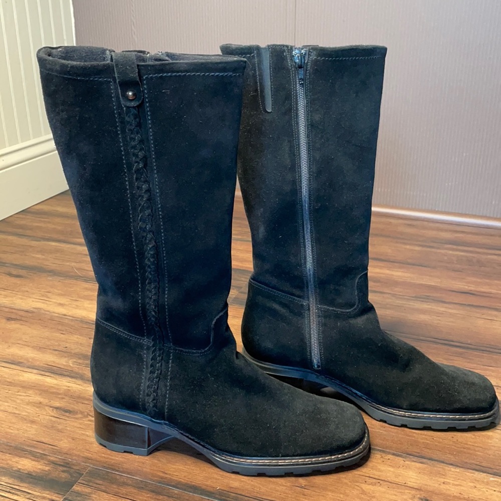 Aquatalia tall black suede like  boots size 10